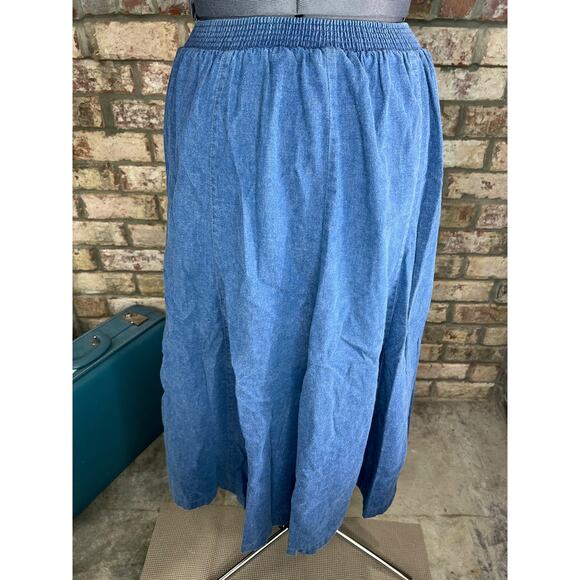 midi skirt denim 1980s button front - Picture 5 of 9